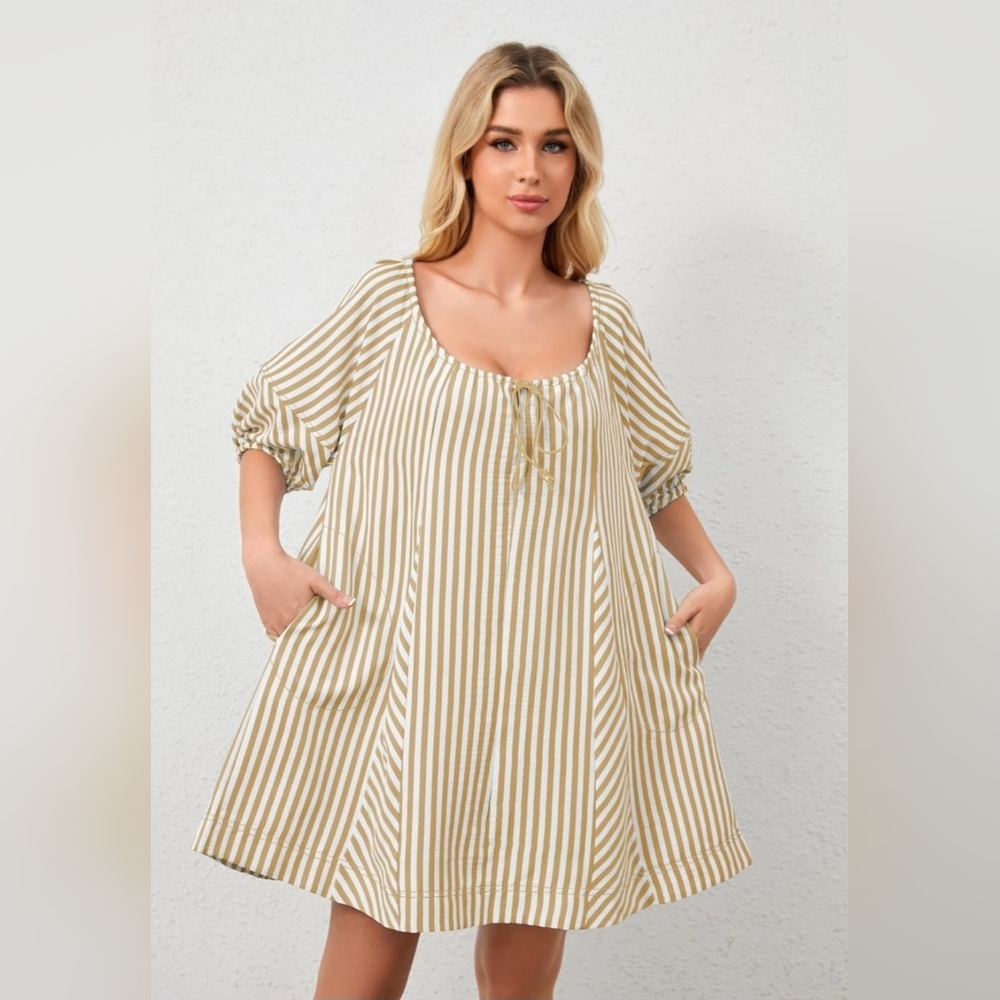Women's Striped Mini Dress - Picture 8 of 16